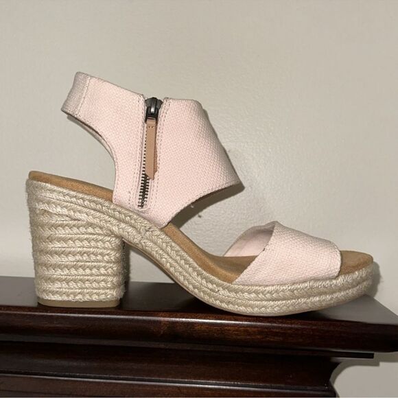 TOMS 11/42.5 Majorca Dusty Peach Platform City Espadrille Heel Zip Sandals - Picture 9 of 16